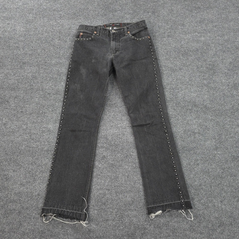 Vintage Guess Jeans Womens 28 Low Rider 046 Straight Studded Denim USA‎ 90s